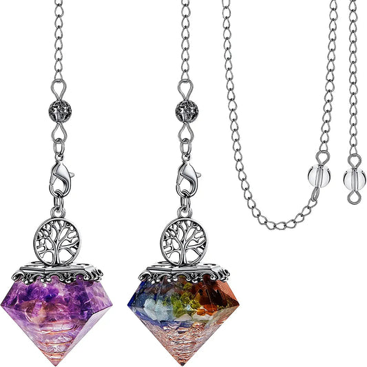 2 Pieces Chakra Pendulum Crystal Pendent Fantasy Charms NEW