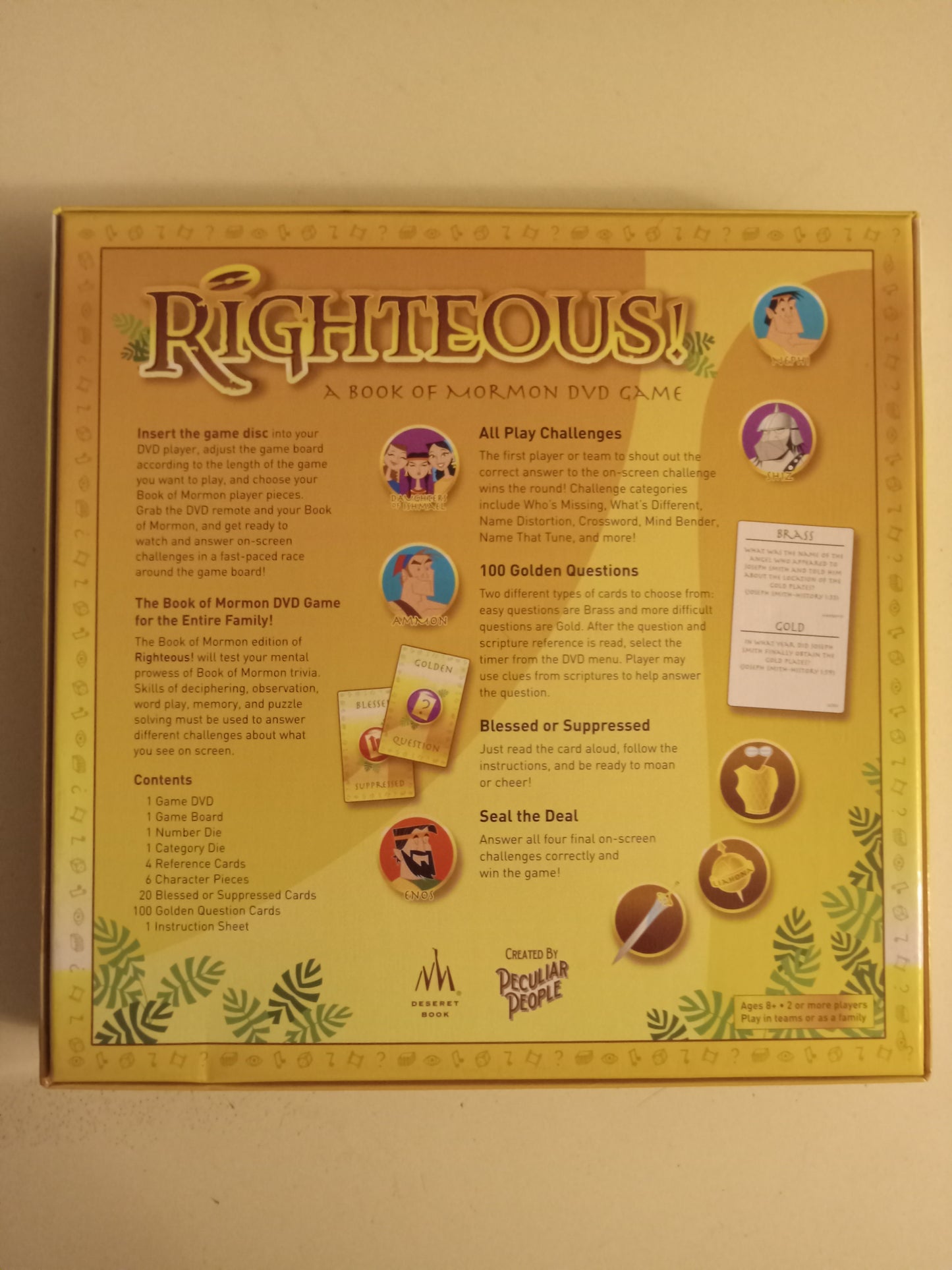 Righteous Book of Mormon DVD Board Game, LDS Party Interactive, Fun, AMB, USED