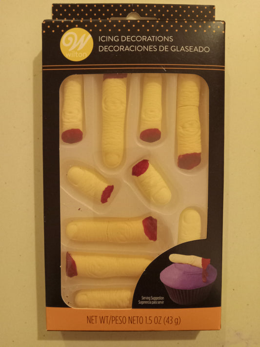 Severed Fingers Icing Wilson Halloween Decorations Cupcakes Cakes Cookies Candy Chopped Cut Bloody NEW