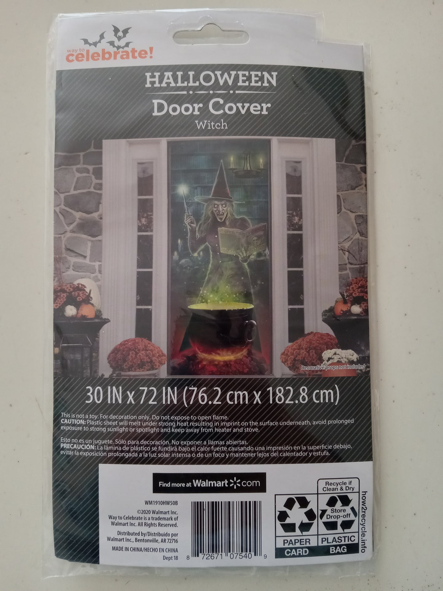 Wicked Witch Boiling Caldron Brew Door Cover Decoration Halloween Outdoor Decor, 30"x72" NEW