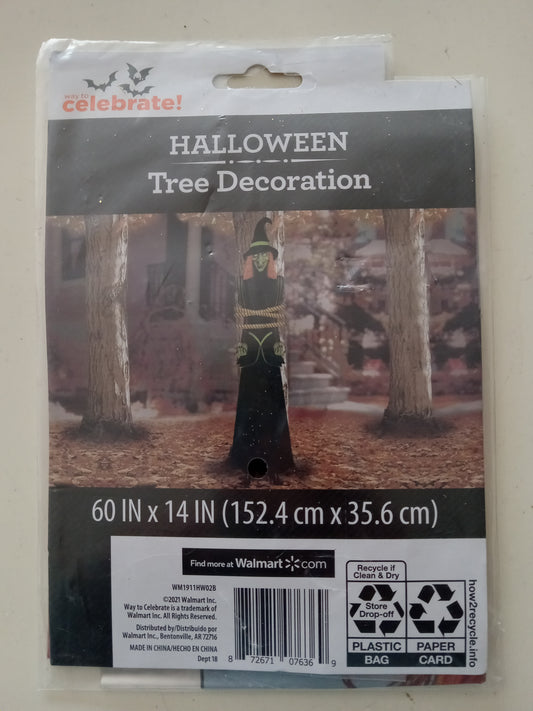 Witch Roped to Tree Decoration Halloween Outdoor Decor, 60"x14" NEW