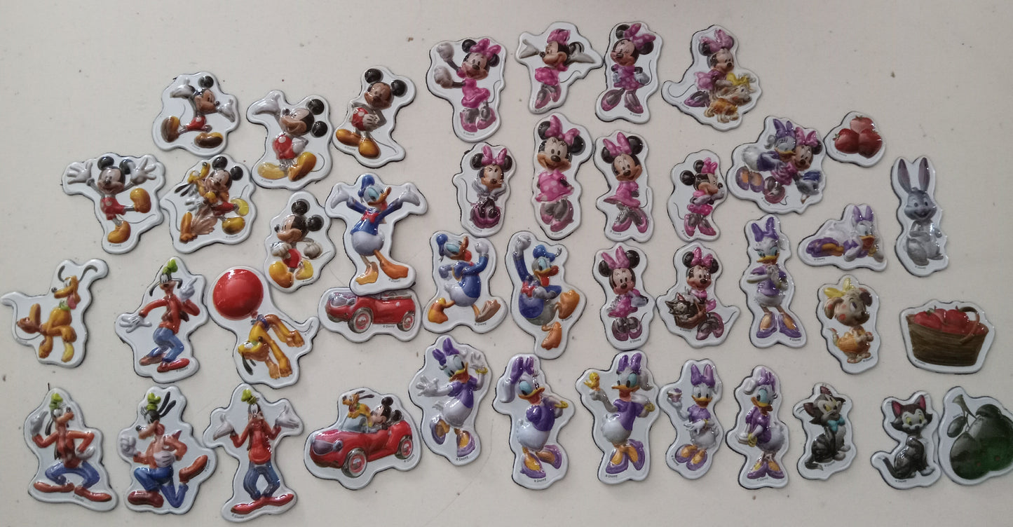 52 Disney Fridge Magnets Donald Daisy Duck, Mickey Minnie Mouse, Pluto, Goofy, USED