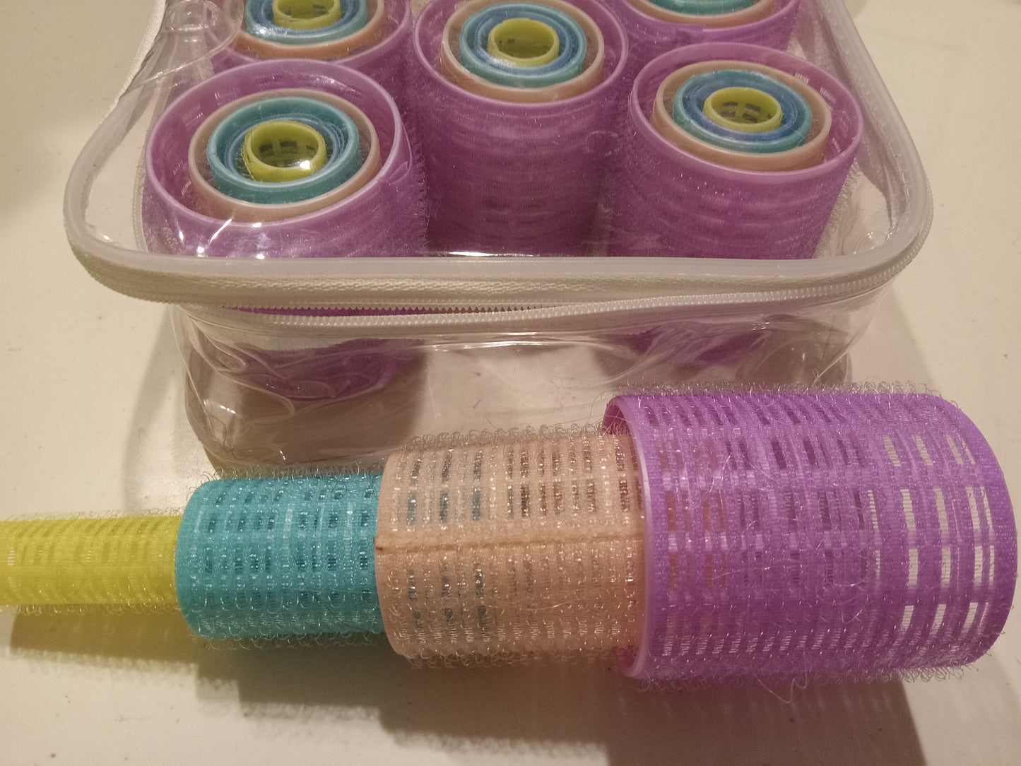 Classic Barrel Hair Rollers/Curlers Anti-Slip + Handbag With Clips Set Of 30, USED