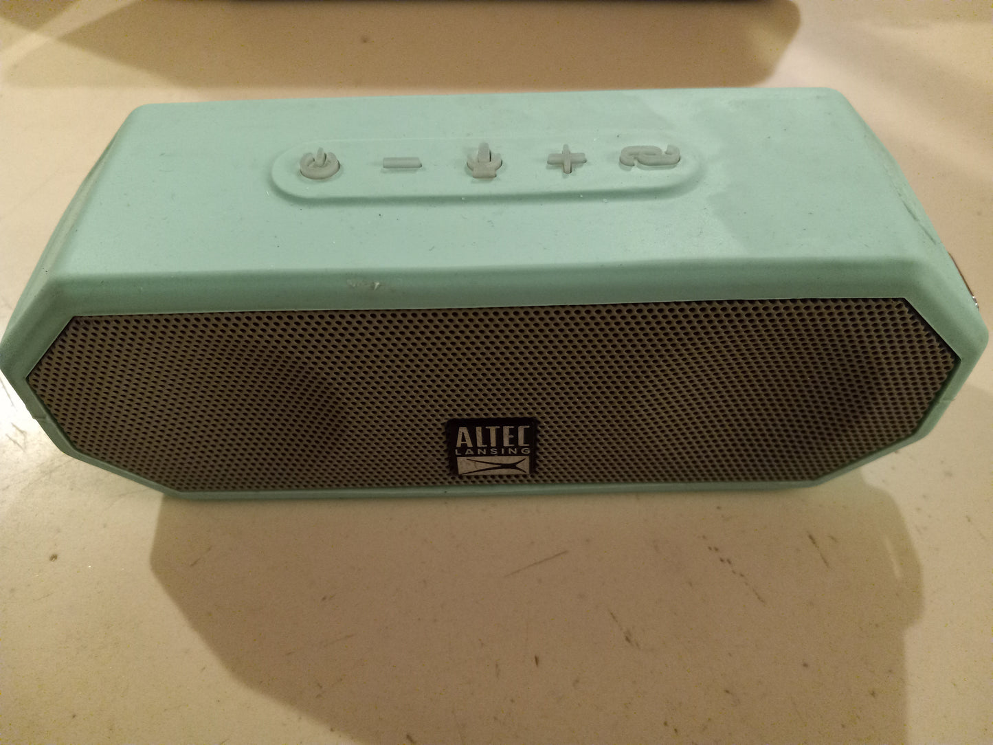 External Portable Bluetooth Speaker, Altec Lansing Jacket H20, Aqua/Mint Green, Aux Cable, Rechargeable, USED