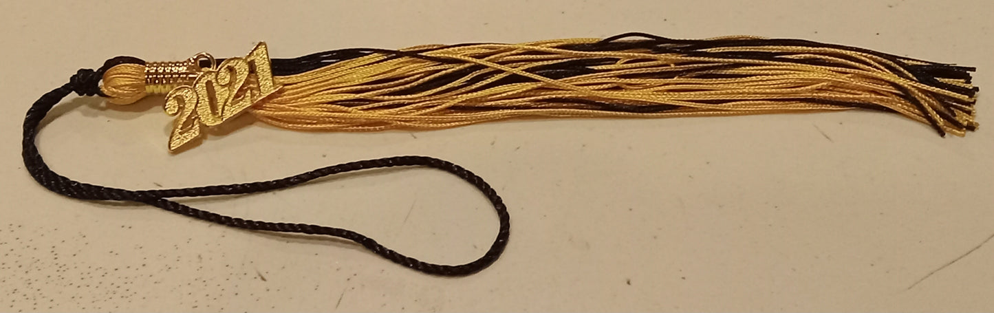 Class of 2021 Graduation Tassel Gold/Yellow & Black Colored, NEW