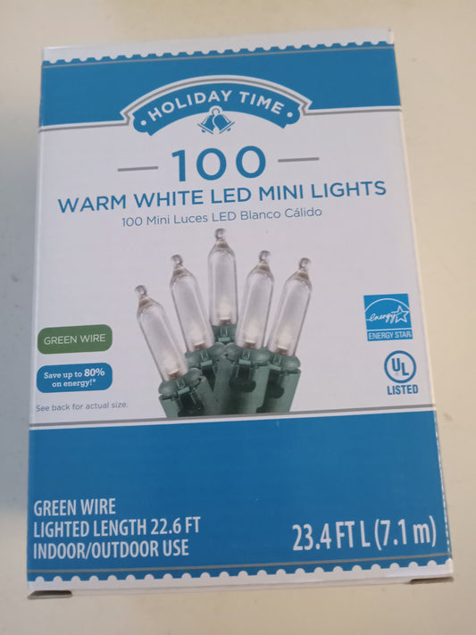 Christmas Lights, 50/100/300 LED Mini Lights, Multi-Color/Blue/Red/Cool & Warm White, Green Wire, Holiday Time, NEW