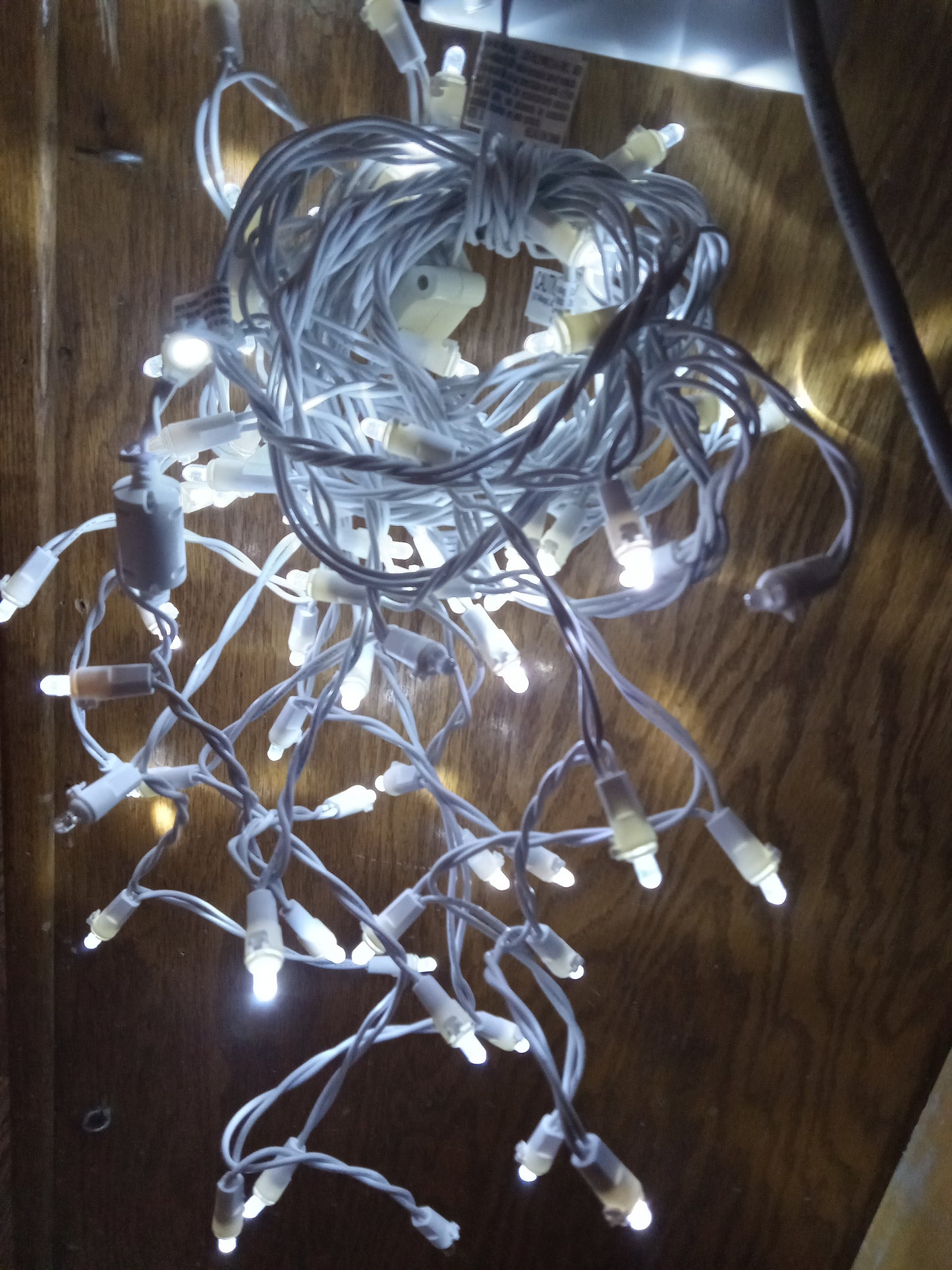 Christmas Lights, 70/100 LED Icicle Lights, Multi-Color/Cool White, Random Twinkle, White Wire, NEW/USED