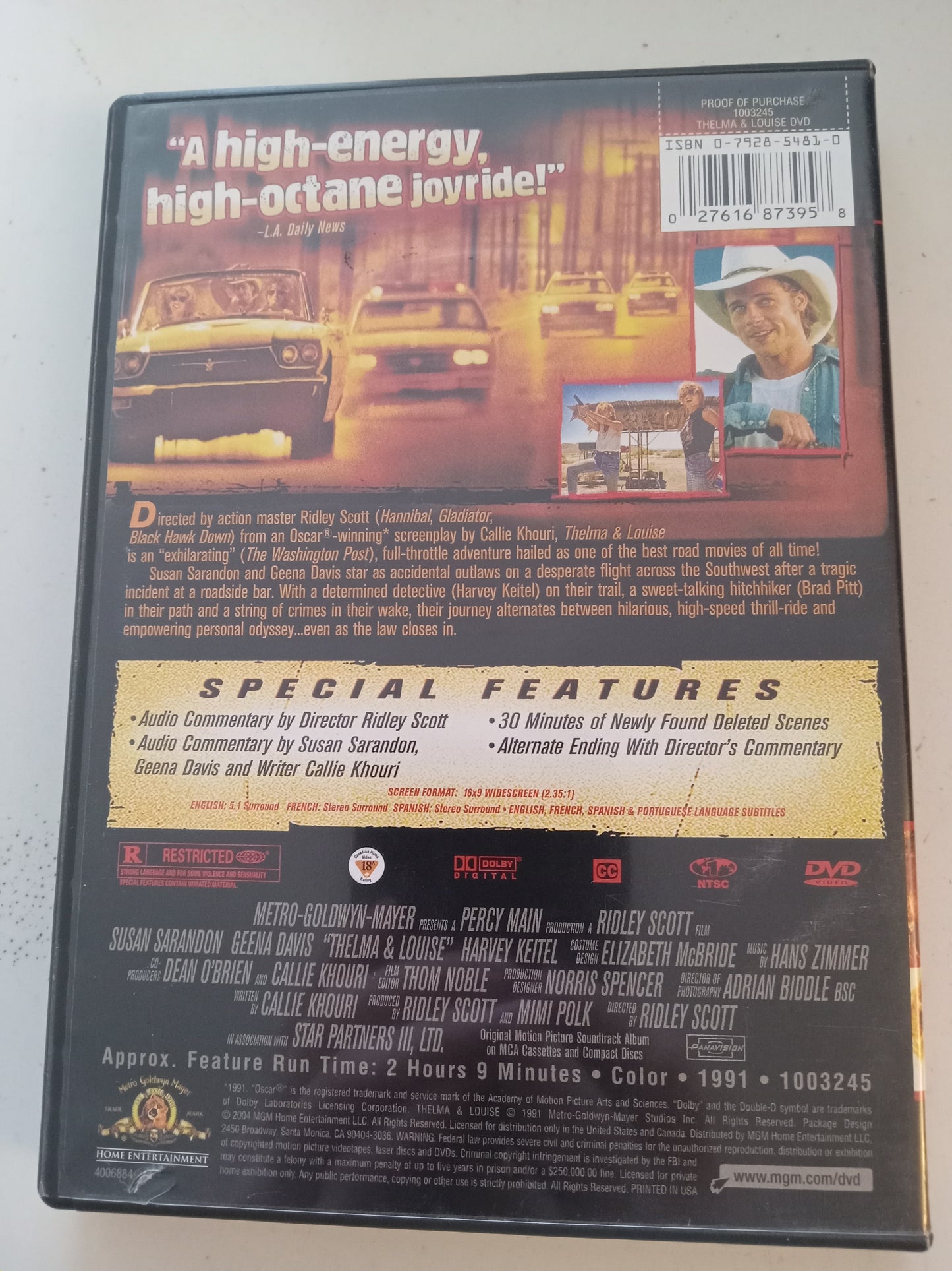 Thelma And Louise, DVD Movie, Susan Sarandon Fullscreen/Widescreen, Rated R, USED