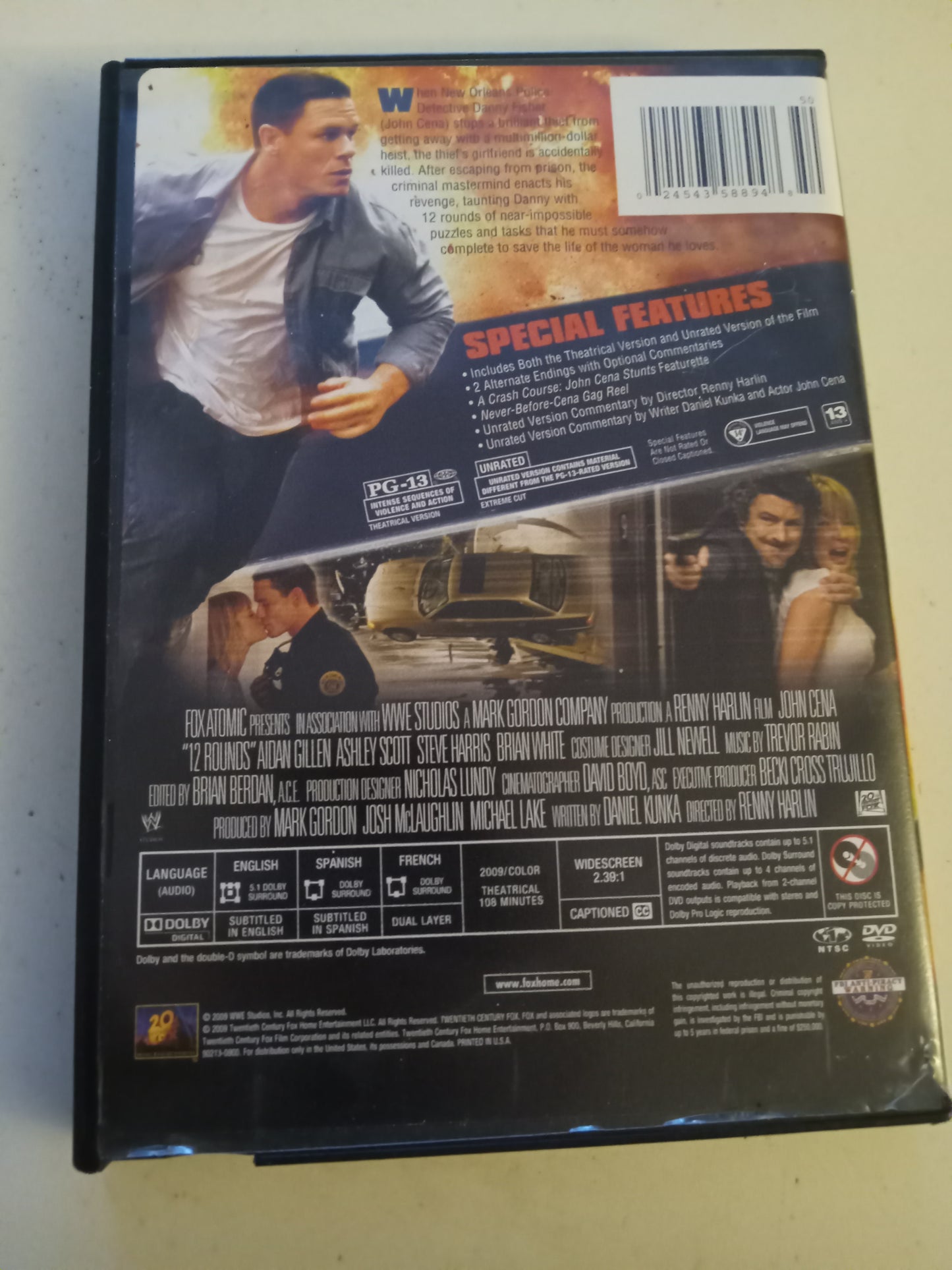 12 Rounds Extreme Cut, DVD Movie, John Cena Widescreen, Rated PG-13/Not Rated, USED