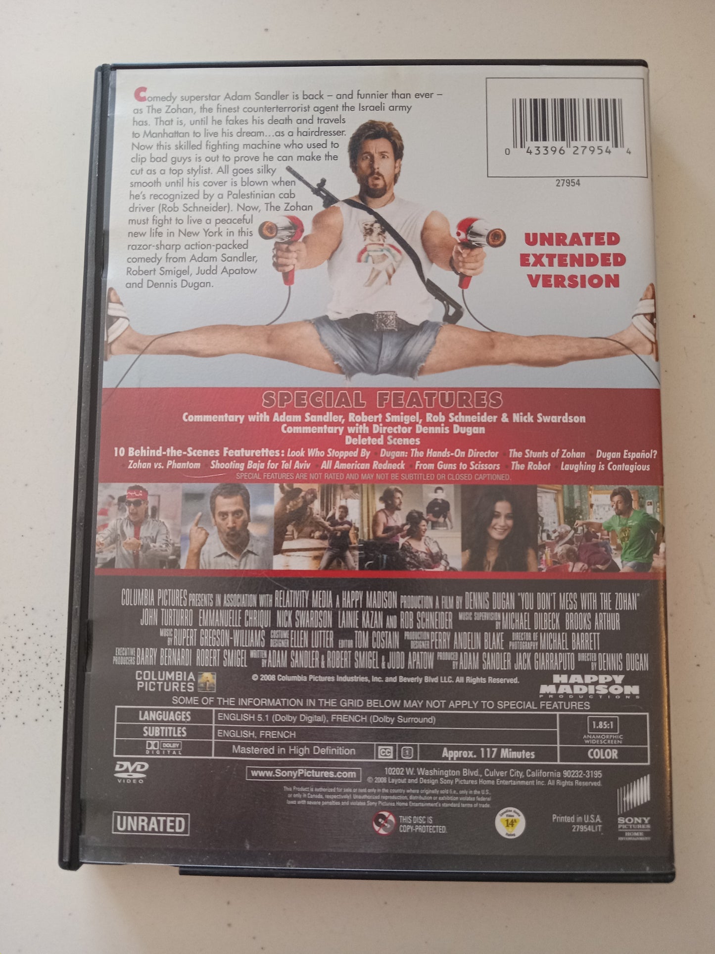 You Don't Mess With The Zohan, Extended Version, DVD Movie, Adam Sandler Widescreen, Not Rated/R, USED