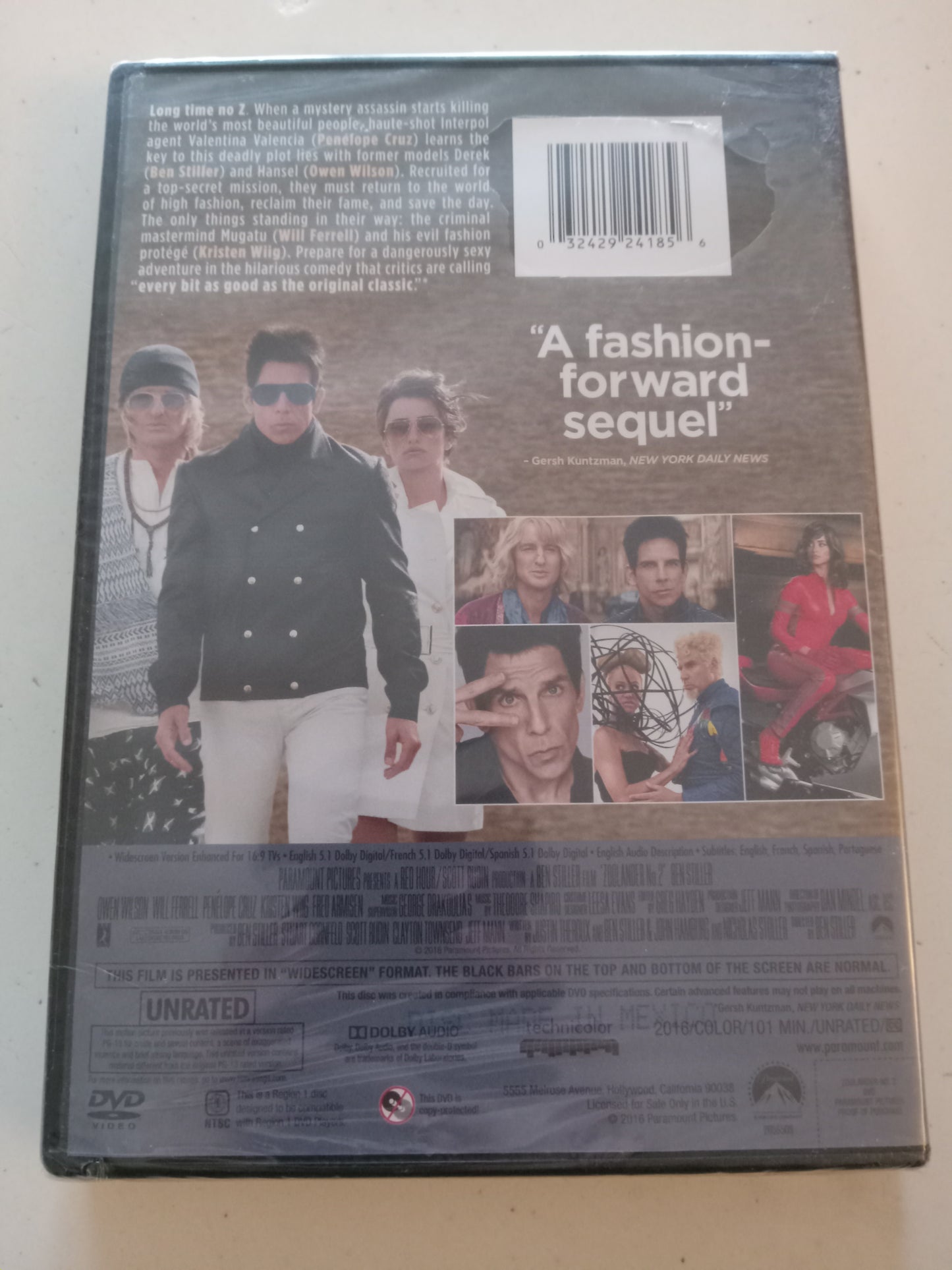 Zoolander No. 2, DVD Movie, Ben Stiller Widescreen, Not-Rated, NEW