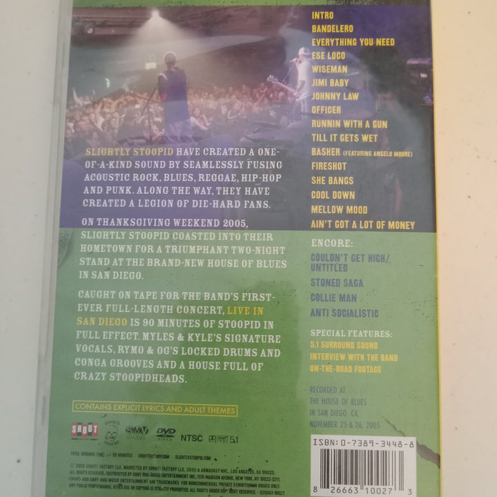 Slightly Stoopid, Live in San Diego, Rock Band Concert, DVD Movie, Fullscreen, Not-Rated, USED
