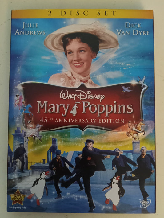 Mary Poppins, Disney DVD Movie, Julie Andrews Fullscreen, 45th Ann. Ed. Rated G, USED