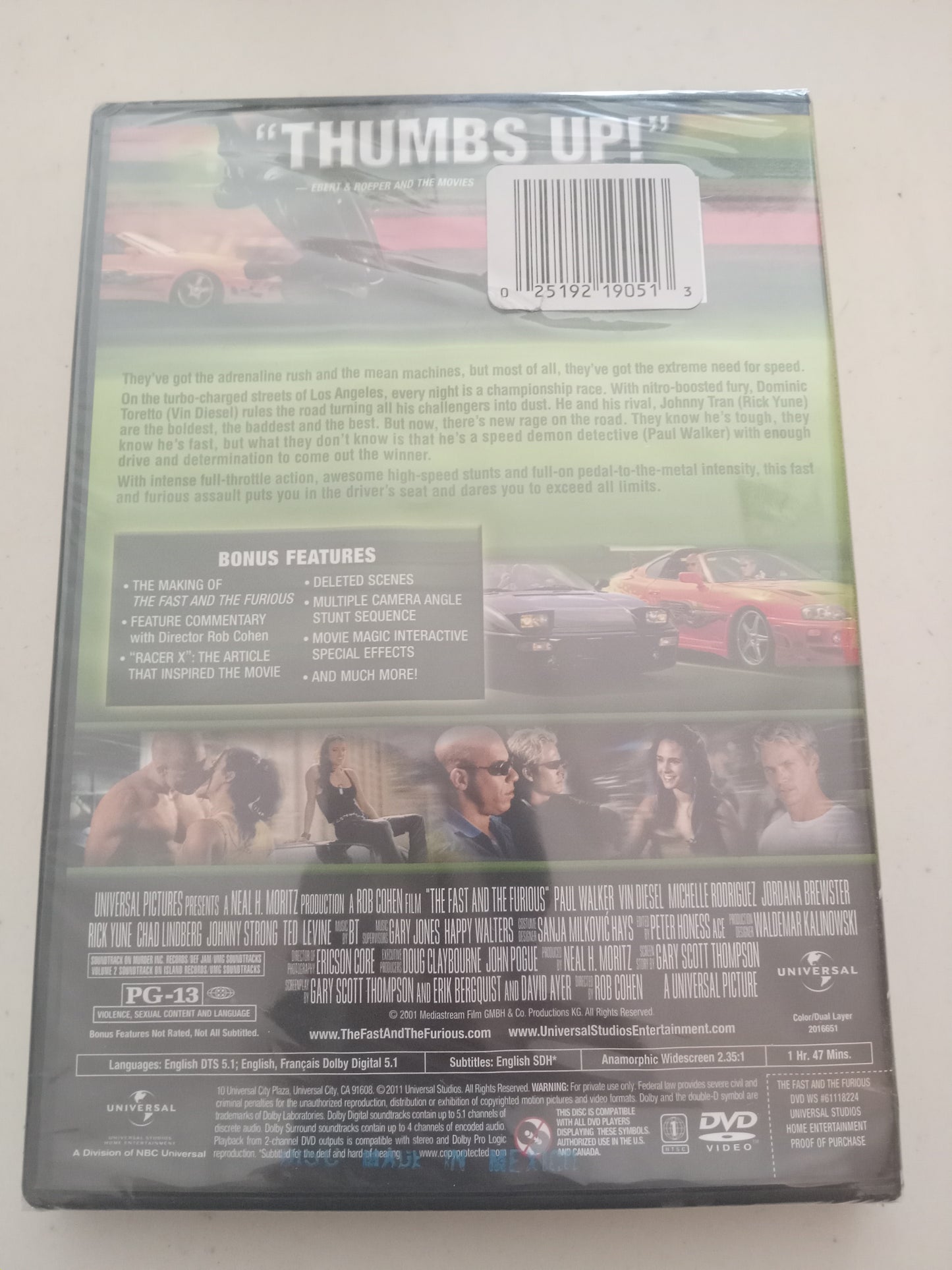 The Fast And The Furious (1), DVD Movie, Paul Walker Widescreen, Collector's Ed. Rated PG-13, NEW/USED