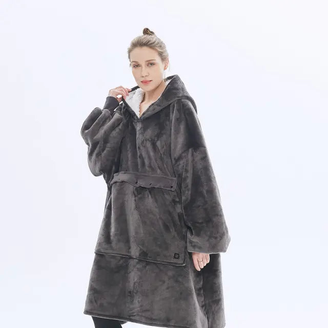 Oversized Warm Winter Lazy Hoodies Robe Jacket Dark Light Gray Navy AMB