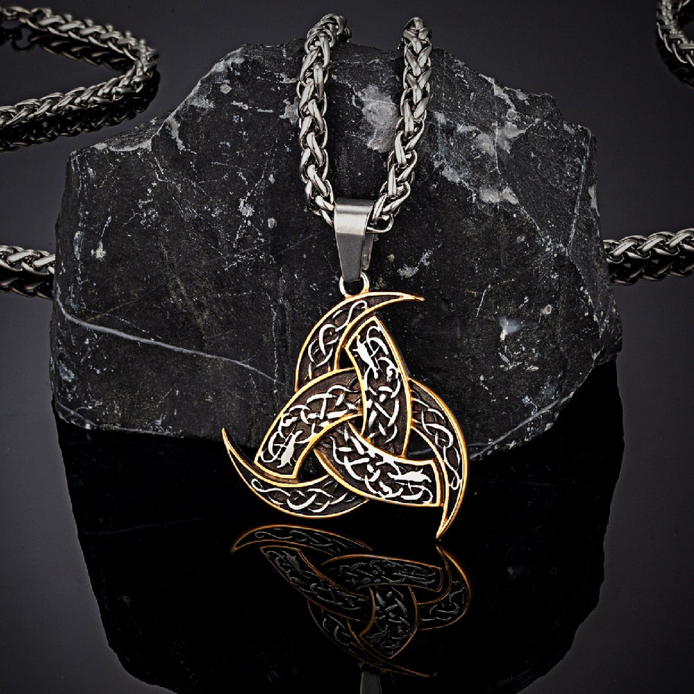 Odin's Horn Viking Necklace Jewelry Silver Gold Steel Leather North Mythology, AMB, NEW!