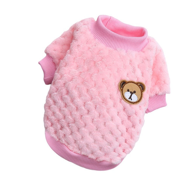 Bear Embroidery Pet Vest Snuggly Warm Dog Cat Sweater NEW