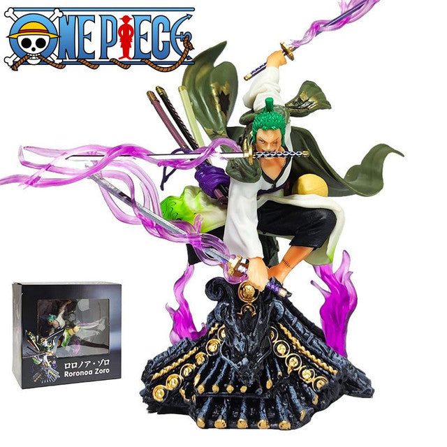 One Piece Anime Figure Roronoa Zoro PVC Figurine Novelty 19cm Tall Swordsman Statue NEW