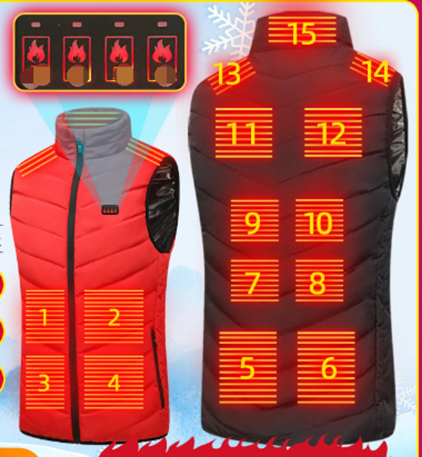 Camouflage Heated Vest Winter Sports Construction Outdoor Wear