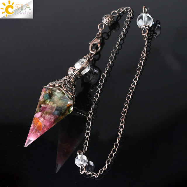 Chakra Healing Pendulum Tourmaline Crystals Pendent Fantasy Charms NEW