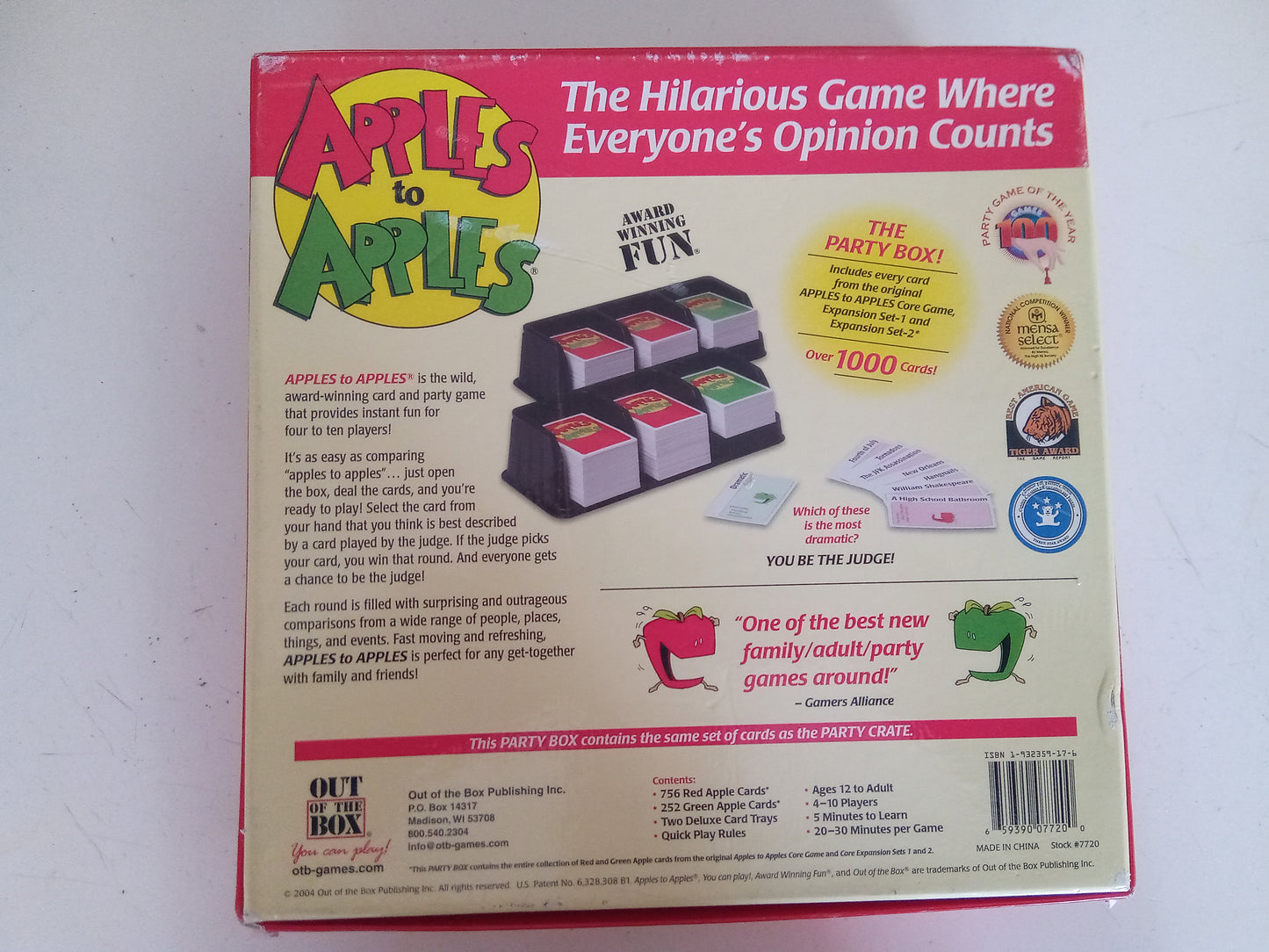 Apples to Apples Party Box Family Card Game, AMB, USED