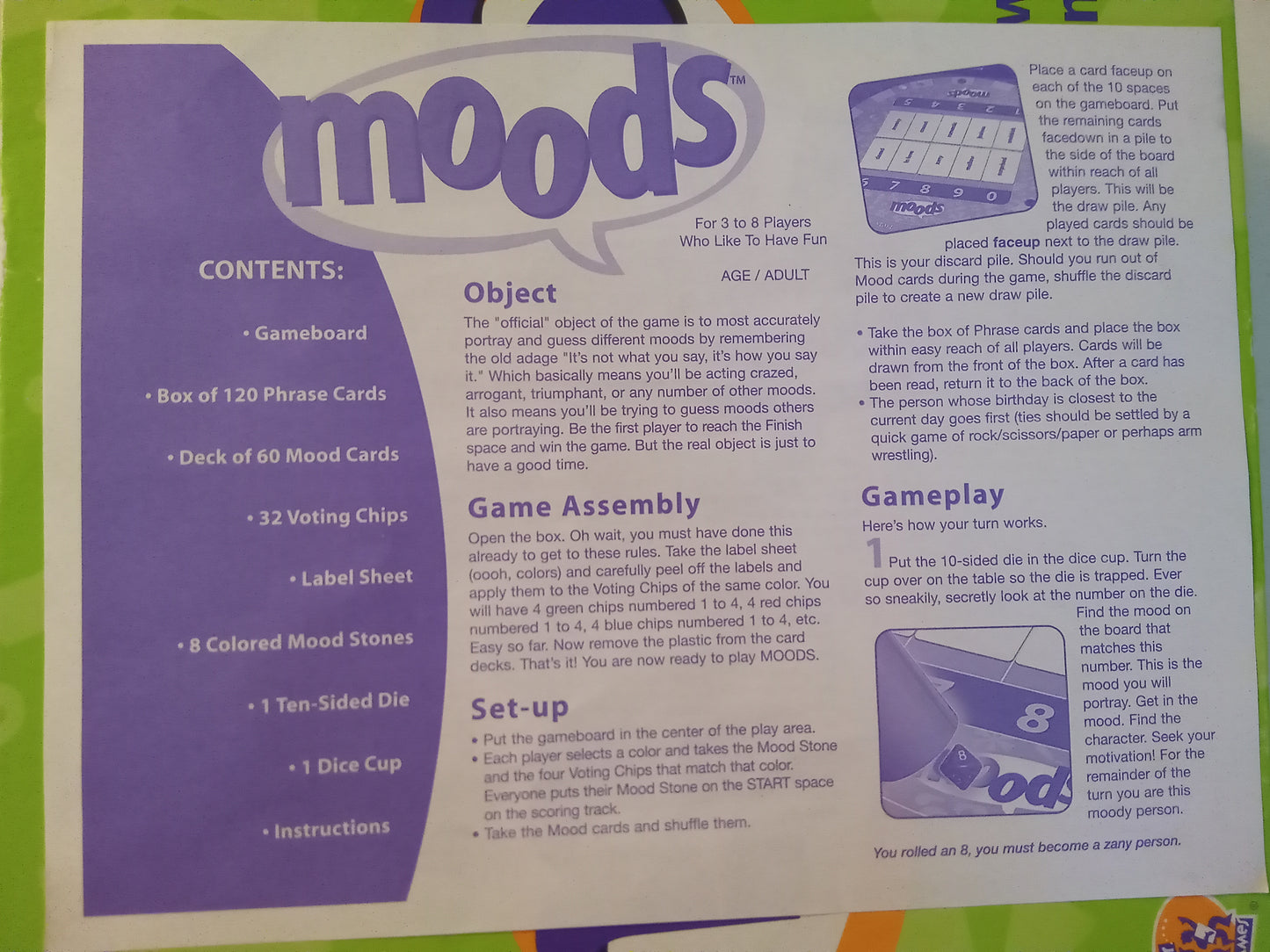 Game Moods Family Interacting Acting Cards Board Game, AMB, USED