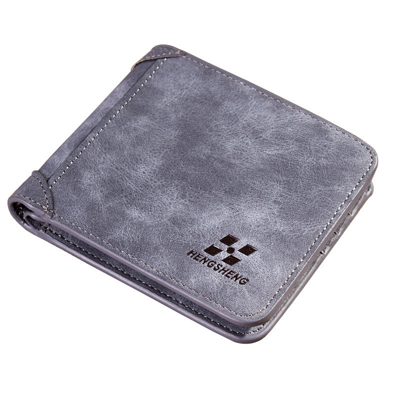 EliteFold Folding Leather Wallet Coffee Blue Gray Length 4.5in / 11.5cm and Height of 3.85in / 9.8cm, AMB, NEW!.