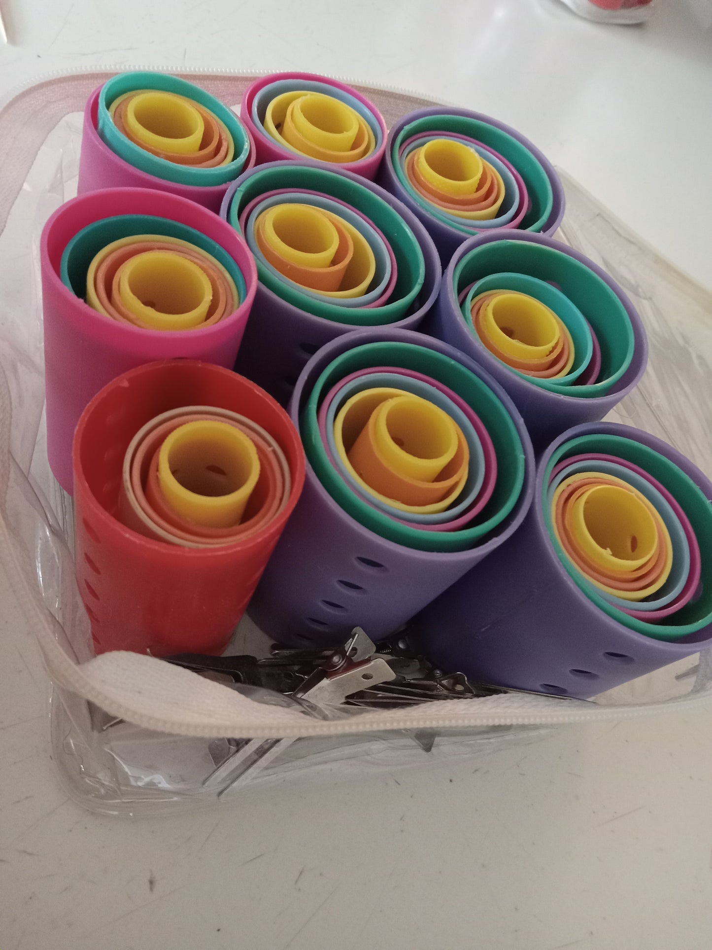 Classic Vintage Barrel Hair Rollers/Curlers Set Of 60 Nesting Plastic Salon Grade, USED