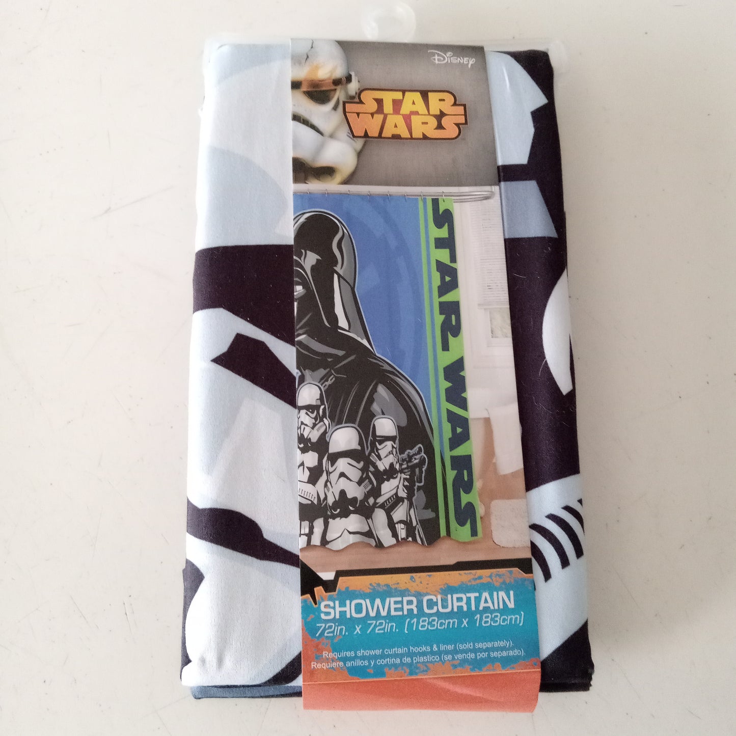 Disney Star Wars Shower Curtain Cover 72"x72" Darth Vader, Clones Storm Troopers, NEW