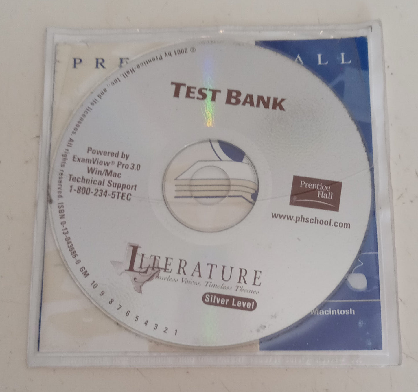 Prentice Hall Literature Test Bank Testing Material For Teachers, Silver Level, CDRom, UNUSED