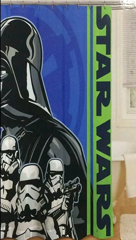 Disney Star Wars Shower Curtain Cover 72"x72" Darth Vader, Clones Storm Troopers, NEW