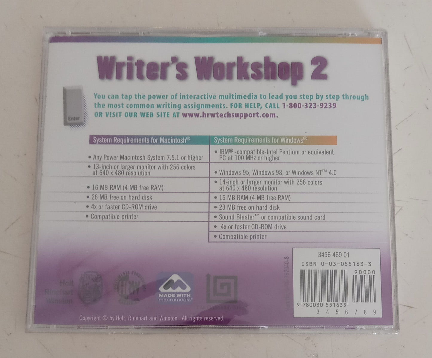 Writers Workshop 2, Interactive Multimedia Software Mac/Win System for Process Based Writing, NEW