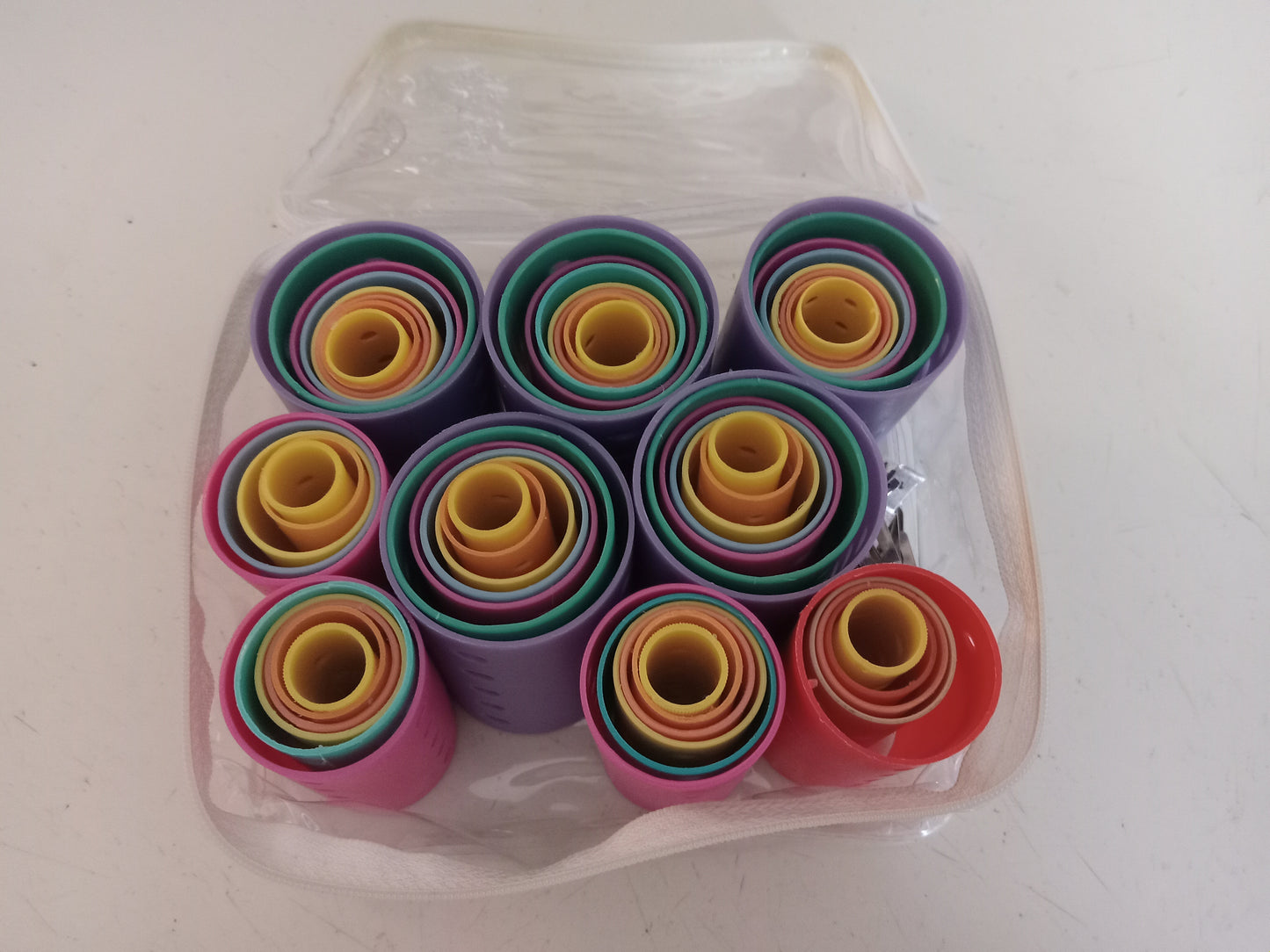 Classic Vintage Barrel Hair Rollers/Curlers Set Of 60 Nesting Plastic Salon Grade, USED