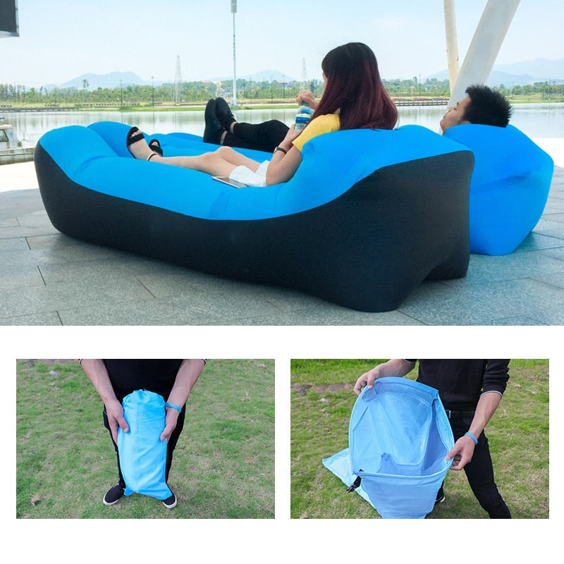 Inflatable Sofa Bed Comfort Lounger Anti-deflation Tech, Rip-Stop, Waterproof, Beach, Camping NEW