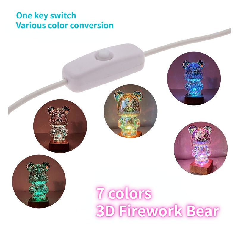 Fireworks GloBear Lamp Captivating Color Mesmerizing for Joy Tranquility Relaxation NEW