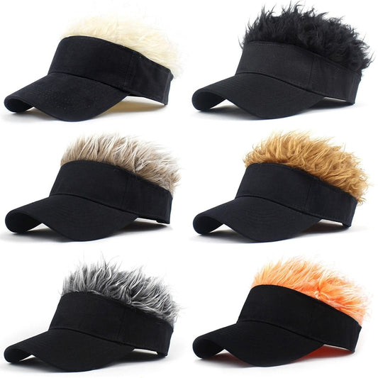 Novelty Baseball Cap Fake Hair Visor Hat Costume Accessory Cosplay NEW