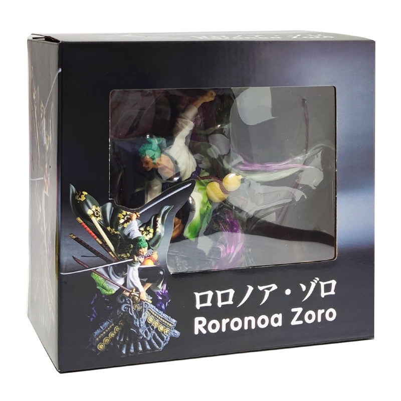 One Piece Anime Figure Roronoa Zoro PVC Figurine Novelty 19cm Tall Swordsman Statue NEW