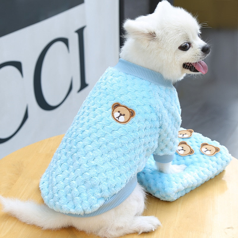 Bear Embroidery Pet Vest Snuggly Warm Dog Cat Sweater NEW