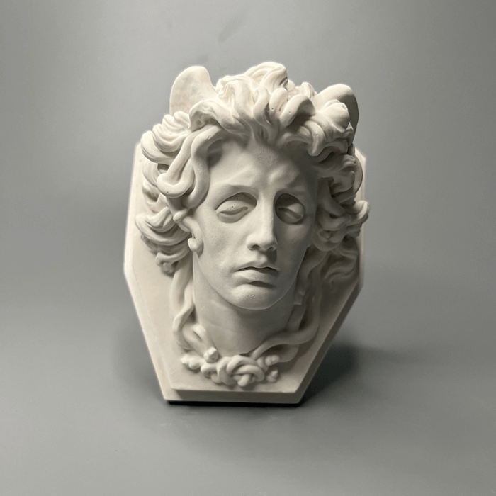 Medusa Bust Closed Eyes Wall Sculpture Decor Home Decoration, NEW