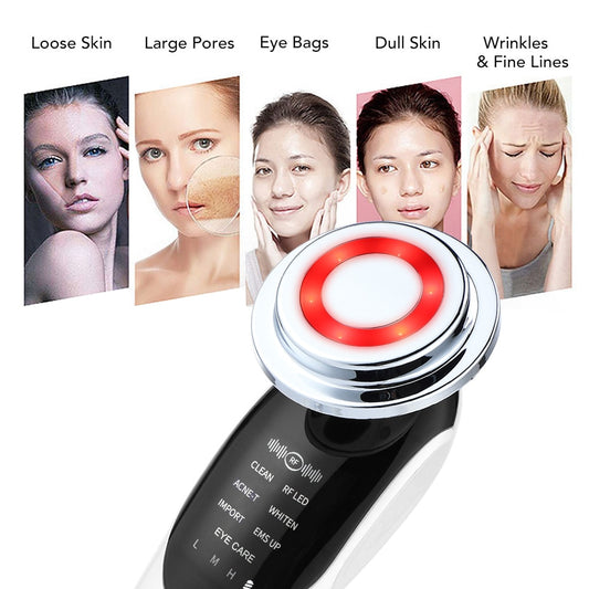 7 in 1 Face Lift Device RF Microcurrent, Vibrations, Light Therapy, Deep Cleanse, Rejuvenate Skin NEW AMB