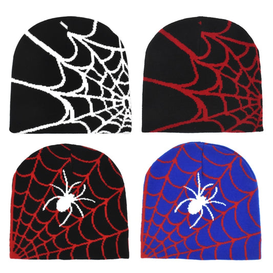 Gothic Spider Web Pattern Beanie Cap Halloween Outfit Accessory NEW