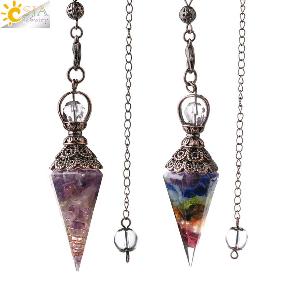 Chakra Healing Pendulum Tourmaline Crystals Pendent Fantasy Charms NEW