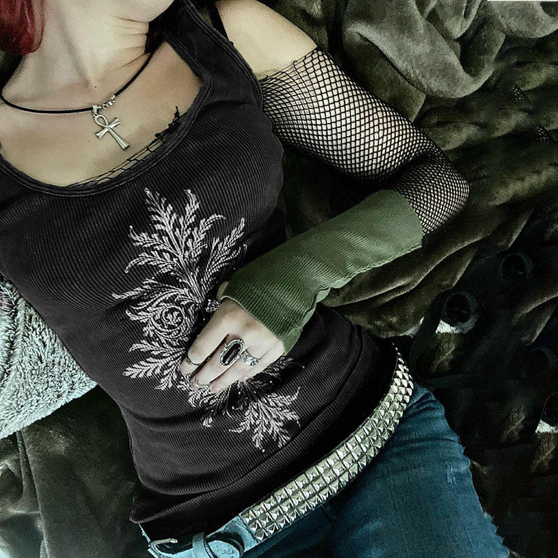 Fairy Grunge Black Knitted Vest Tank Top Gothic Pirate Sexy Alluring NEW