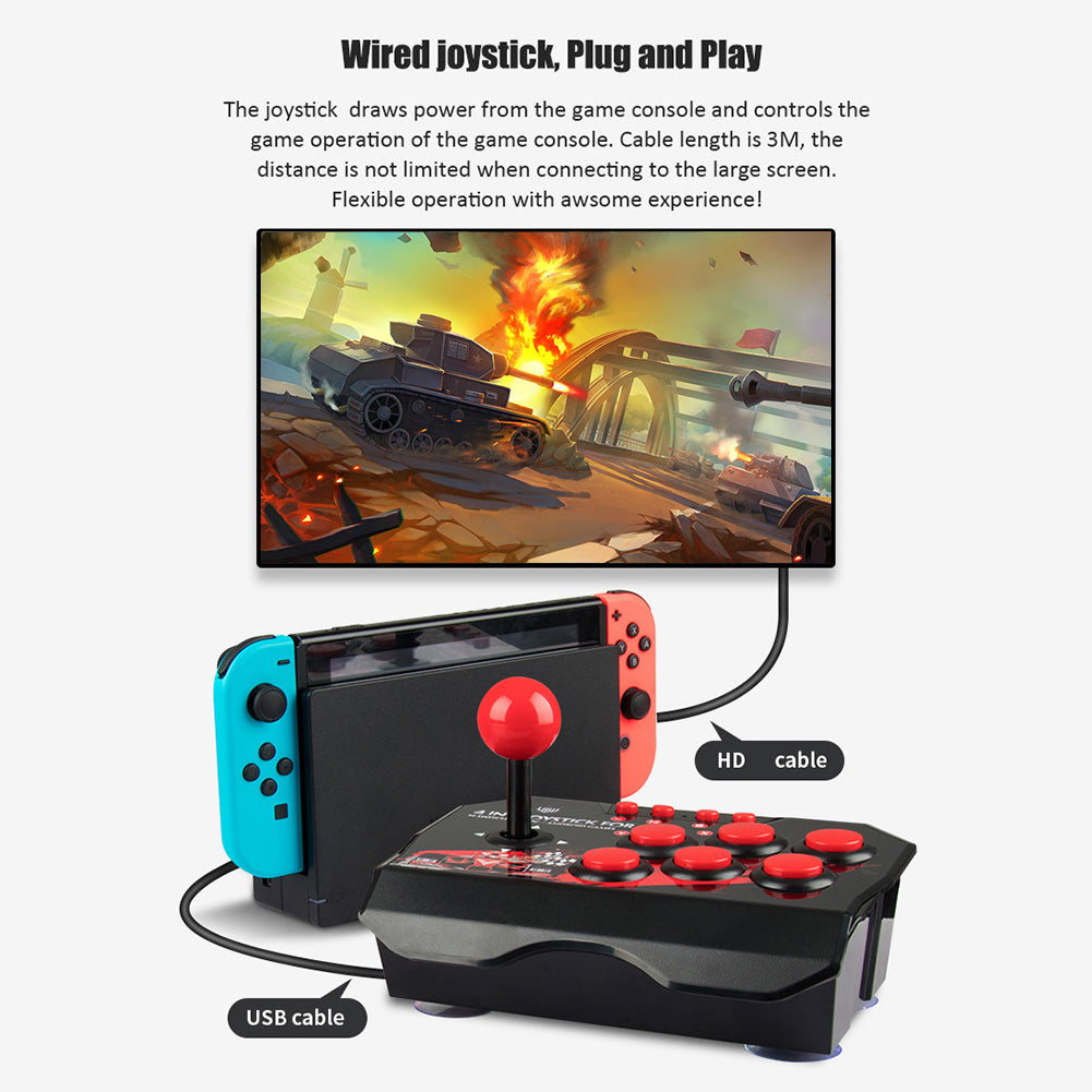 Retro Arcade 4-in-1 USB Wired Video Game Joystick for Switch, PS3, or PC NEW