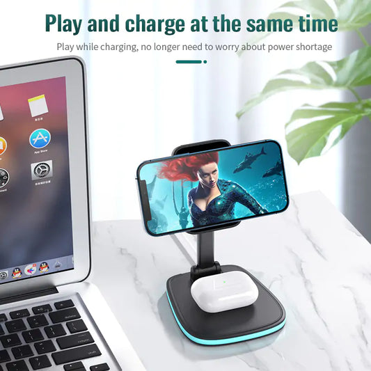 3in1 Magnetic Folding Wireless Dual Charger Apple iPhones NEW