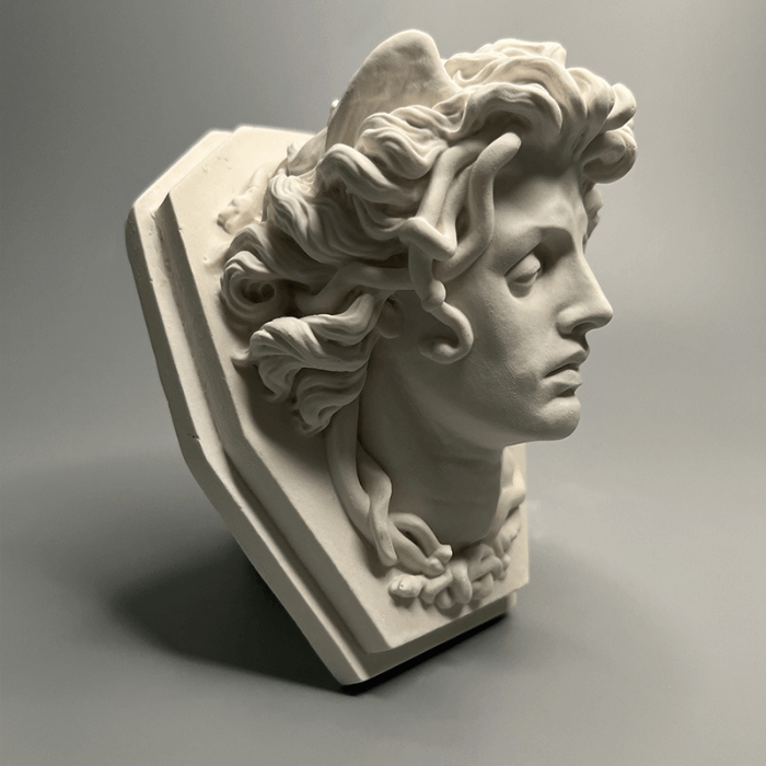 Medusa Bust Closed Eyes Wall Sculpture Decor Home Decoration, NEW