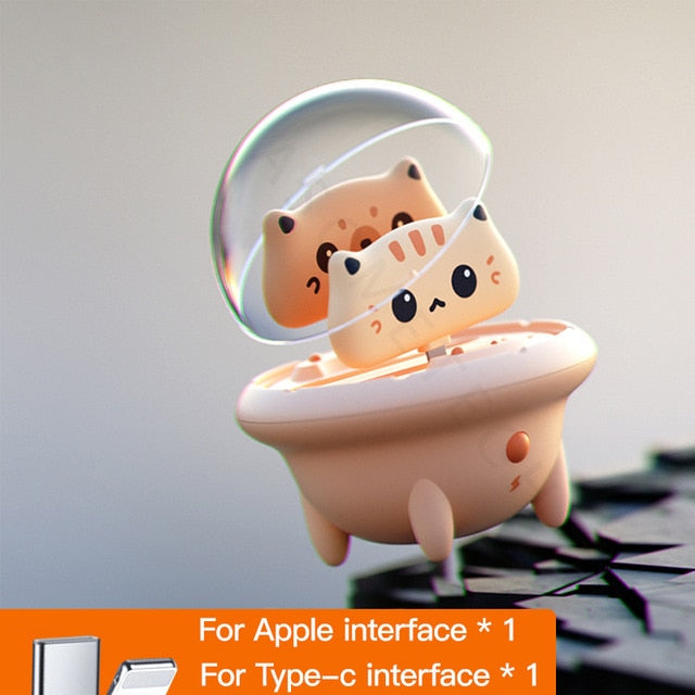 Cute Cat Kitten Portable Mini Power Battery Banks, Type C/iOS 800mAh x2 Night Light NEW