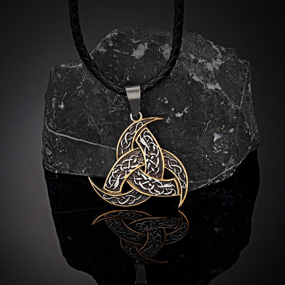 Odin's Horn Viking Necklace Jewelry Silver Gold Steel Leather North Mythology, AMB, NEW!