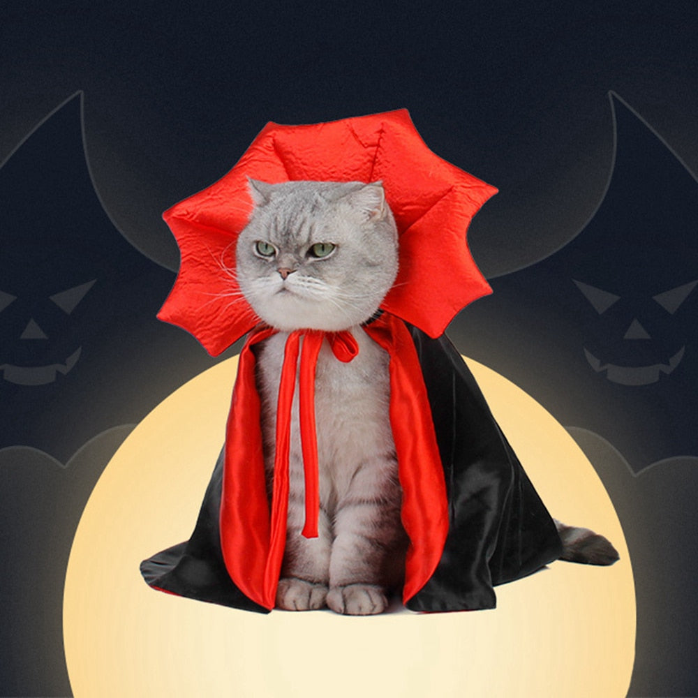 Vampire Cloak Cat Dog Costume Count Dracula Halloween Supplies NEW