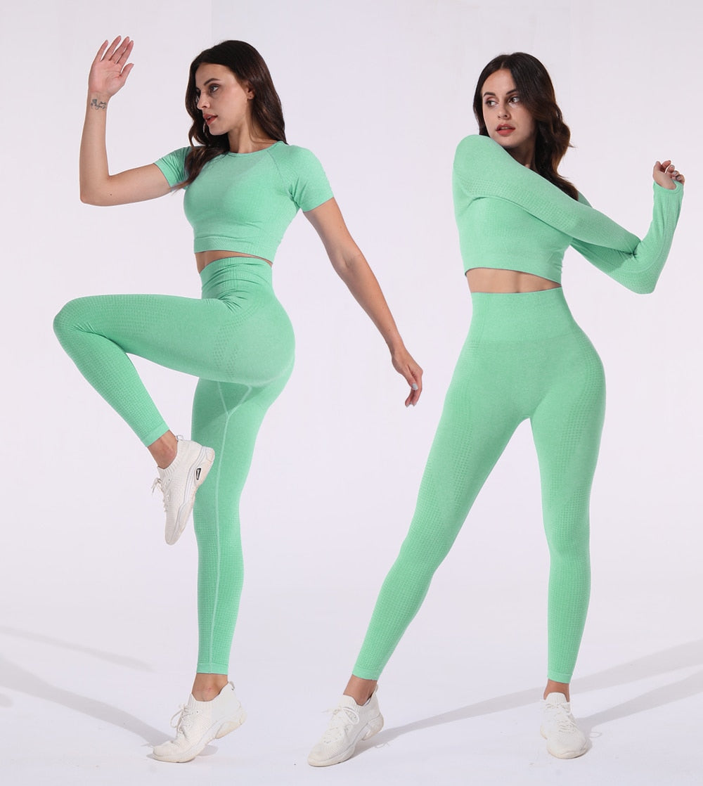 Women's Yoga Clothing 5pc Set Outfit Naked Feeling Tight Form Fitting Lightweight Exercise Dance NEW